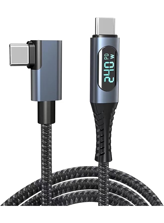 erorex 240W Usb 4 Cable With Led Display 40Gbps 8K 60Hz Pd Usb Type C To Usb C Male To Male With 90 Degreen Cable Cord For Computer Type C Laptop Pad Hub - Image 1