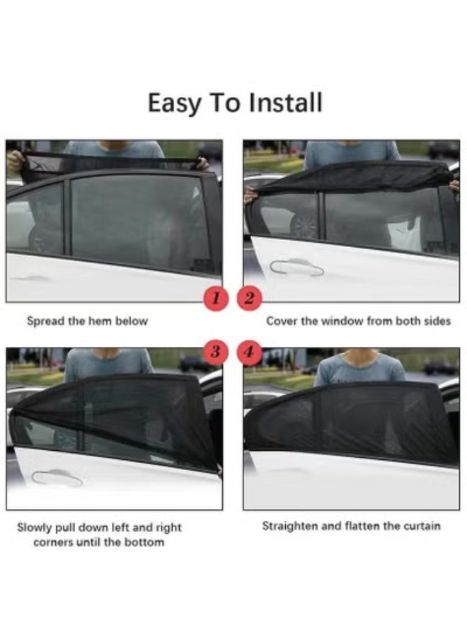 Universal Car Window Shade For  Baby Universal Fit Adjustable Side Window Shade Breathable Mesh Car Curtains Window Net Car Rear Door Outdoor Camping Netting Suitable for SUV models 4Pcs - Image 5