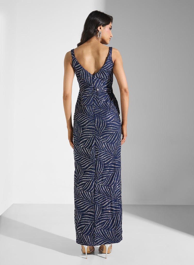 Ella Limited Edition Strappy Shimmer   Slit Dress - Image 2