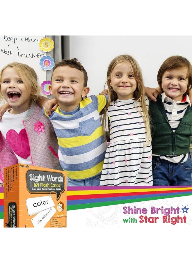 Star Right - Star Right Education Sight Word Flash Cards, 169 Sight Words and Sentences with 2 Rings - Image 1