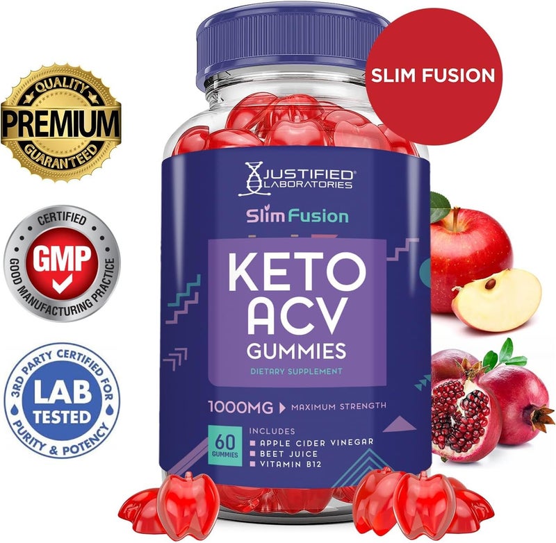 Justified Laboratories Slim Fusion Keto ACV Gummies Advanced 1000MG Slimfusion Keto Gummies Formula Apple Cider Vinegar Formulated with Pomegranate Beet Juice Powder B12 Vegan Non GMO 60 Gummys - Image 3