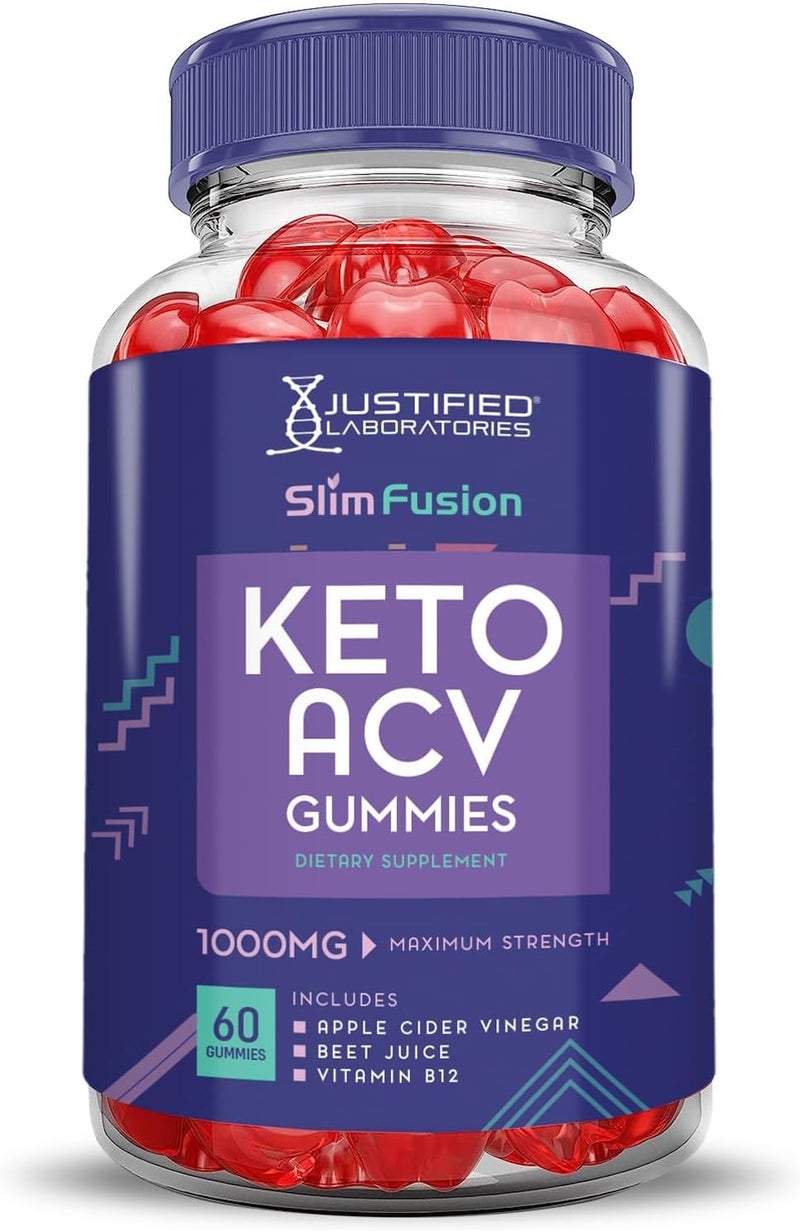 Justified Laboratories Slim Fusion Keto ACV Gummies Advanced 1000MG Slimfusion Keto Gummies Formula Apple Cider Vinegar Formulated with Pomegranate Beet Juice Powder B12 Vegan Non GMO 60 Gummys - Image 4
