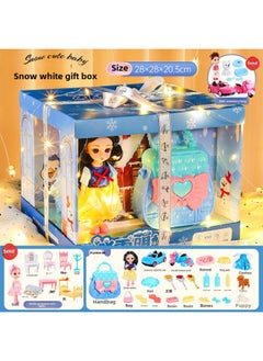 Doll Toy Girl Lisa Elsa Elsa Princess Gift Box Dress-up Simulation Suit High-end Cake Gift-Color:Barbie Doll 6-inch [VC8040C-Snow White-color Box + Mail Order Box] + Barbie Accessories Bag With Light + Doll Accessories Bag