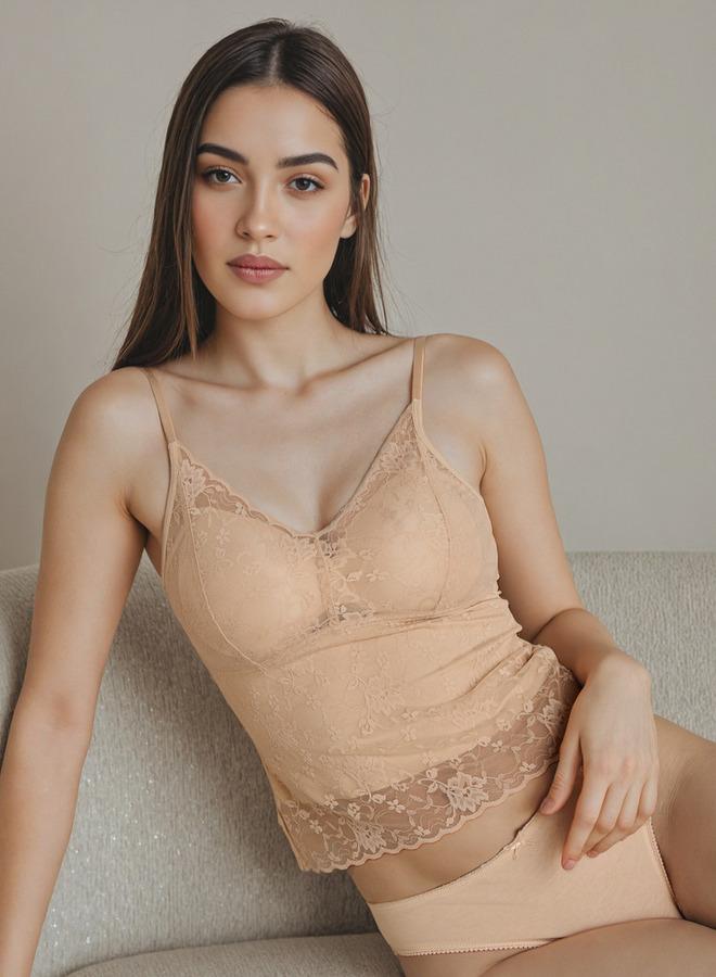 سبلاش فيڤ بلوزة كاميسول دانتيل بياقة على شكل حرف - Image 3