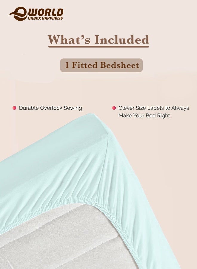 إي وورلد ملاءة سرير ميكروفايبر باللون الأخضر الباستيل بجيب عميق لتناسب محكم، قابلة للتنفس، قابلة للغسل بالغسالة للحماية المثلى، متوفرة بمقاسات كينغ، كوين وسنجل، بدون غطاء وسادة - Image 3