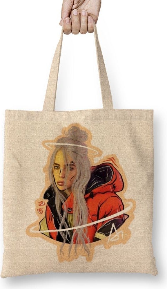 Baskı Dükkanı Print Shop Billie Eilish 01 Tote Bag Long Handle