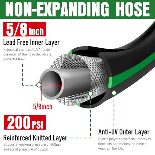 EOOIO Heavy Duty Garden Hose 25ft NONEXPANDABLE Flexible Water Hose Kink Resistant Lightweight Hybrid Hose Leakproof Hose Male to Female Fittings - Image 3