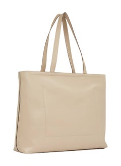 Calvin Klein Jeans Women's Sculpted Slim Tote Bag - Faux Leather, Beige  - Image 4