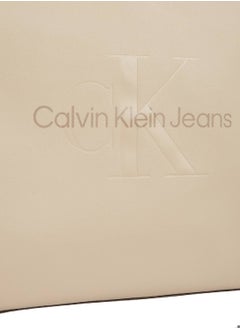 Calvin Klein Jeans Women's Sculpted Slim Tote Bag - Faux Leather, Beige  - Image 5