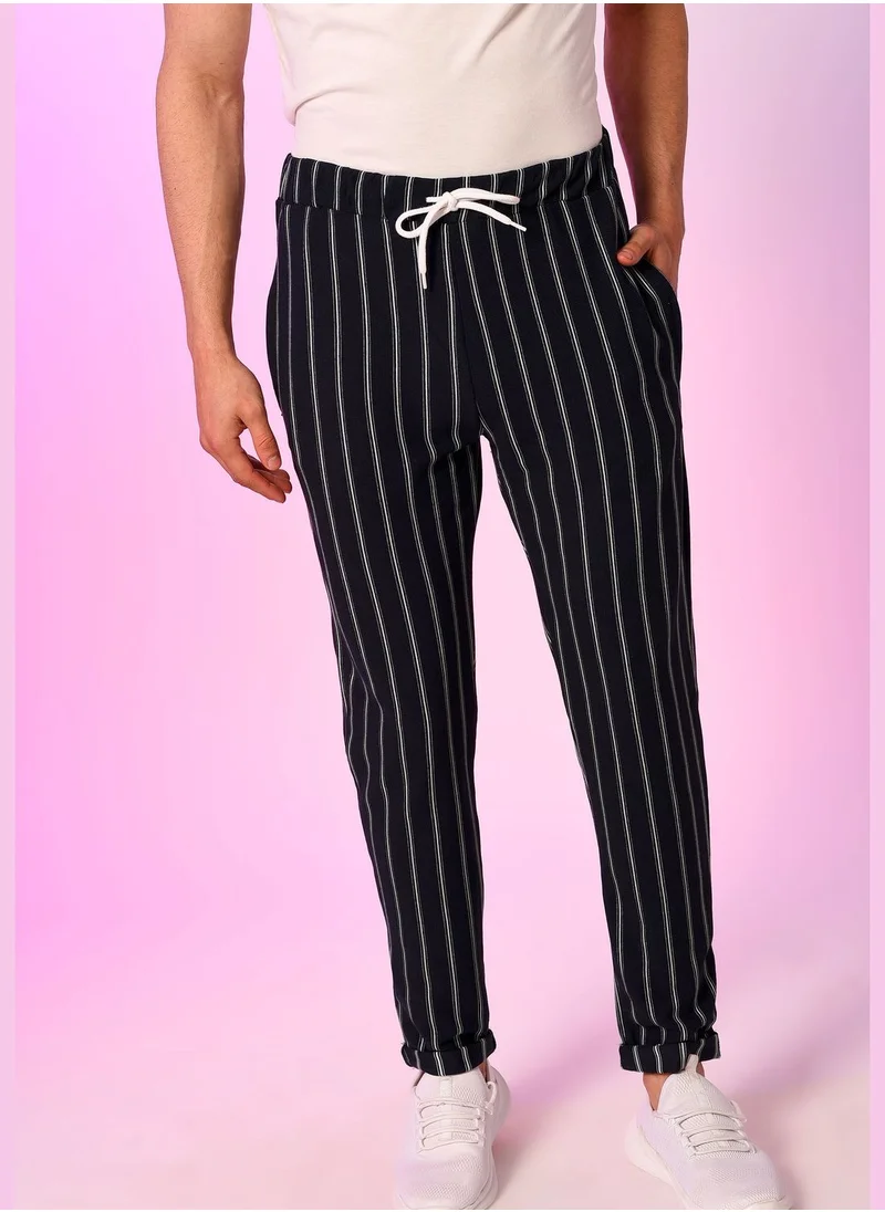 Campus Sutra Striped Track Pants