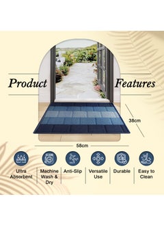 Status Contract Status Contract Anti Slip Front Door Mat|(38x58cm) Living Room Rug for Entrance Door|Polypropylene Floor Mats for Home|Essential Small Rug for Office, Bedroom & Kitchen| (Blue), Rectangular  - Image 4