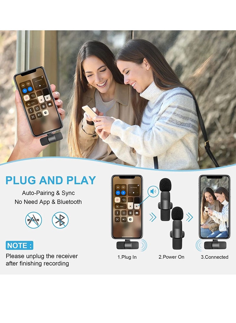 Wireless Lavalier Microphone for iPhone iPad, Plug-Play Wireless Mic for Recording, Live Stream, YouTube, TikTok, Facebook, Noise Reduction Auto-Sync - Image 3
