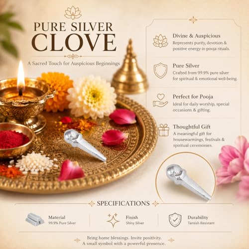 DHRUVS COLLECTION BIS Hallmarked 925 Pure Silver LaungCloves for Home Decor Pooja Gift Purpose Donation - Image 3
