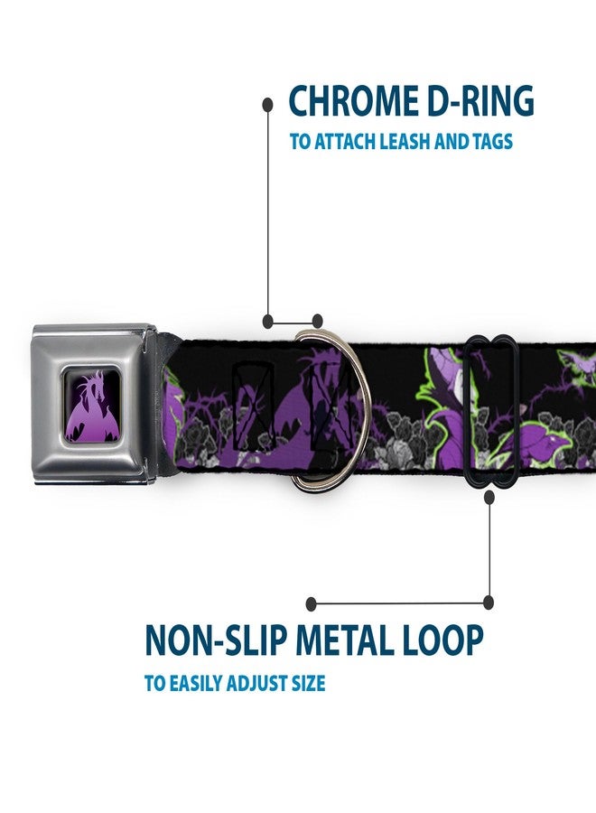 Buckle Down Dog Collar Seatbelt Buckle Maleficent Diablo Black Roses Purples 16 to 23 Inches 1.5 Inch Wide - Image 5
