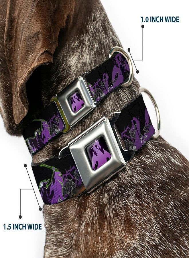 Buckle Down Dog Collar Seatbelt Buckle Maleficent Diablo Black Roses Purples 16 to 23 Inches 1.5 Inch Wide - Image 2