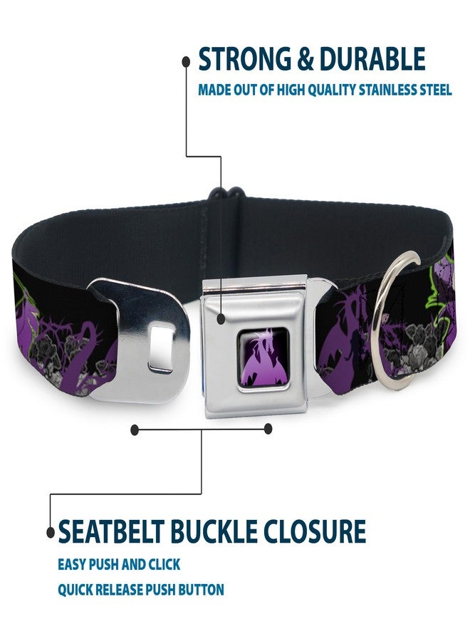 Buckle Down Dog Collar Seatbelt Buckle Maleficent Diablo Black Roses Purples 16 to 23 Inches 1.5 Inch Wide - Image 4