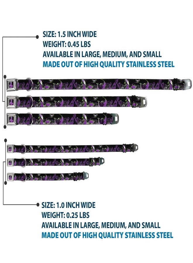 Buckle Down Dog Collar Seatbelt Buckle Maleficent Diablo Black Roses Purples 16 to 23 Inches 1.5 Inch Wide - Image 3