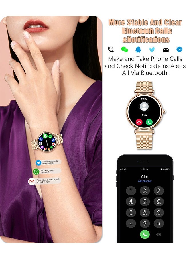 RollsTimi  Smart Watches for Women with Diamonds, 1.27”HD Screen Bluetooth Smartwatch for Android iOS Phones, Waterproof Fitness Activity Trackers with Heart Rate/SpO2/BP/Sleep Monitor  - Image 2