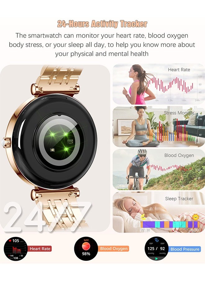 RollsTimi  Smart Watches for Women with Diamonds, 1.27”HD Screen Bluetooth Smartwatch for Android iOS Phones, Waterproof Fitness Activity Trackers with Heart Rate/SpO2/BP/Sleep Monitor  - Image 4