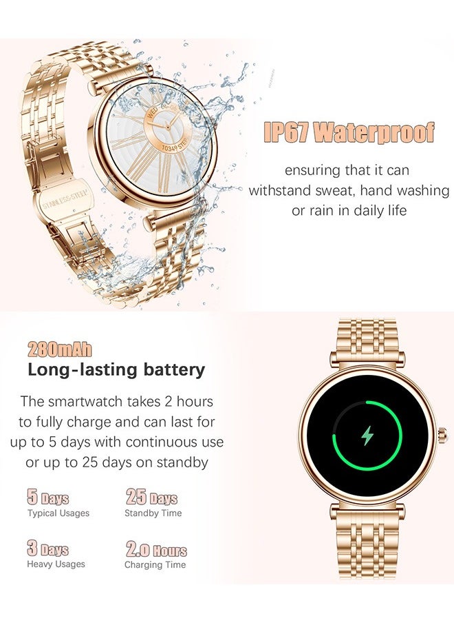 RollsTimi  Smart Watches for Women with Diamonds, 1.27”HD Screen Bluetooth Smartwatch for Android iOS Phones, Waterproof Fitness Activity Trackers with Heart Rate/SpO2/BP/Sleep Monitor  - Image 5