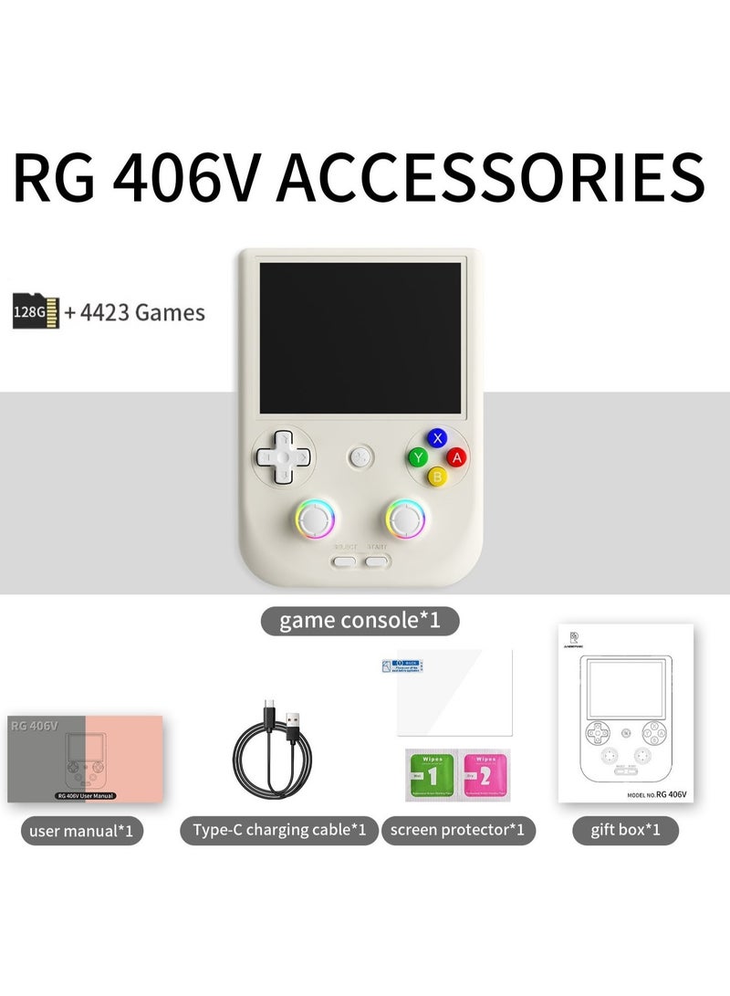 جهاز ألعاب محمول RG406V Unisoc T820 Android 13 بشاشة IPS تعمل باللمس بحجم 4 بوصات وبطارية سعة 5500 مللي أمبير في الساعة وواي فاي 5 جيجاهرتز وبلوتوث ومشغلات فيديو ريترو (256 جيجا، أسود) - Image 2