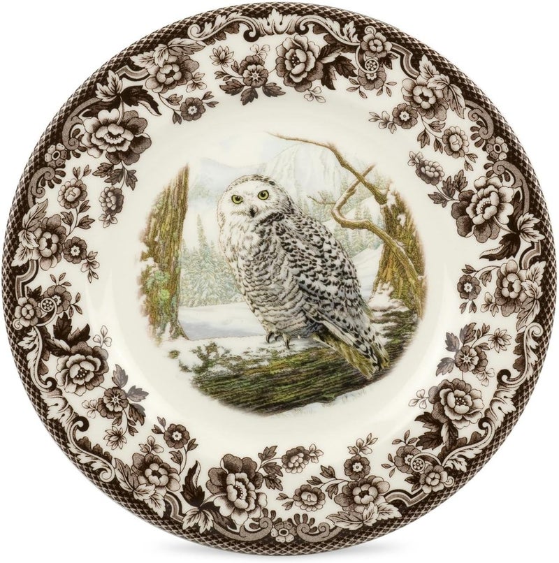 Spode Spode Woodland Salad Plate Birds of Prey 8 Fine Dinnerware Made in England  Ideal Hunting Cabin Dcor  Microwave and Dishwasher Safe Snowy Owl 