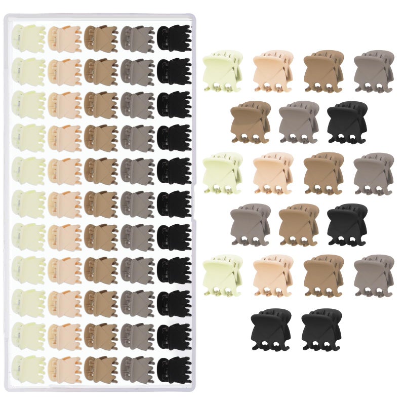 Obeoby 60 Pcs Mini Hair Clips, 5 Colors Small Claw Clips for Short Thin and Fine Hair, Hair Accessories for Women Girls Kids Little Tiny Barrettes Bulk Gifts - Image 1