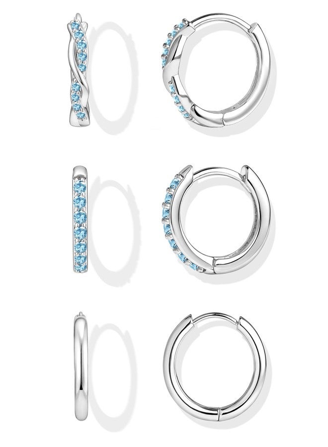 Inerney Gold Huggie Hoop Earrings Set for Women, Dainty Small Sterling Silver Earrings for Multiple Piercing Lightweight Hypoallergenic Jewelry, Trendy Twisted Cubic Zircon Cartilage Earrings for - Image 1