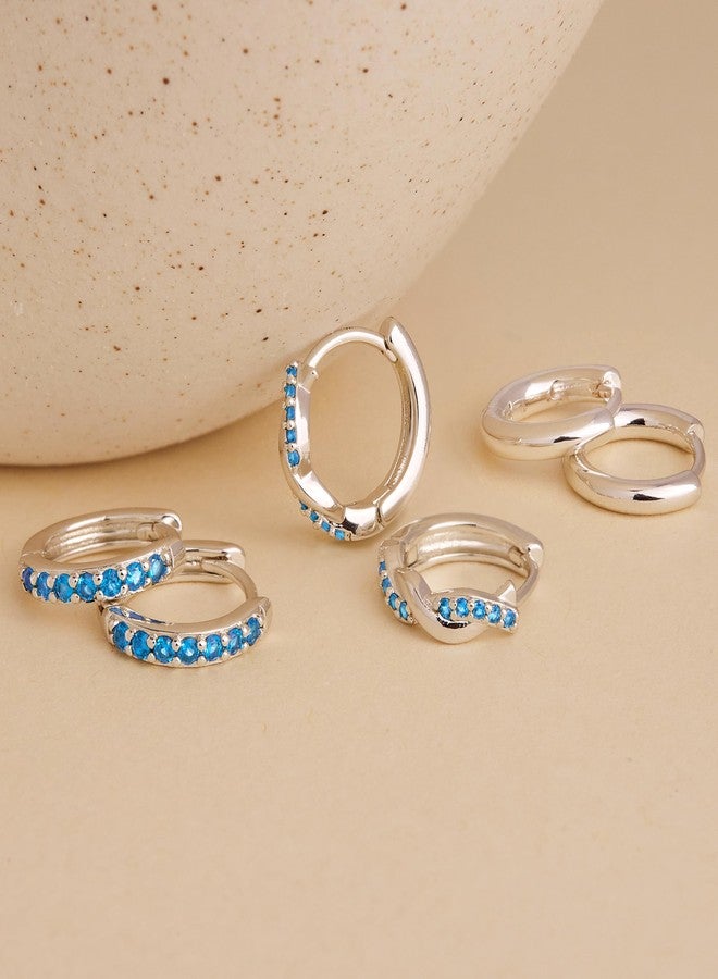 Inerney Gold Huggie Hoop Earrings Set for Women, Dainty Small Sterling Silver Earrings for Multiple Piercing Lightweight Hypoallergenic Jewelry, Trendy Twisted Cubic Zircon Cartilage Earrings for - Image 5