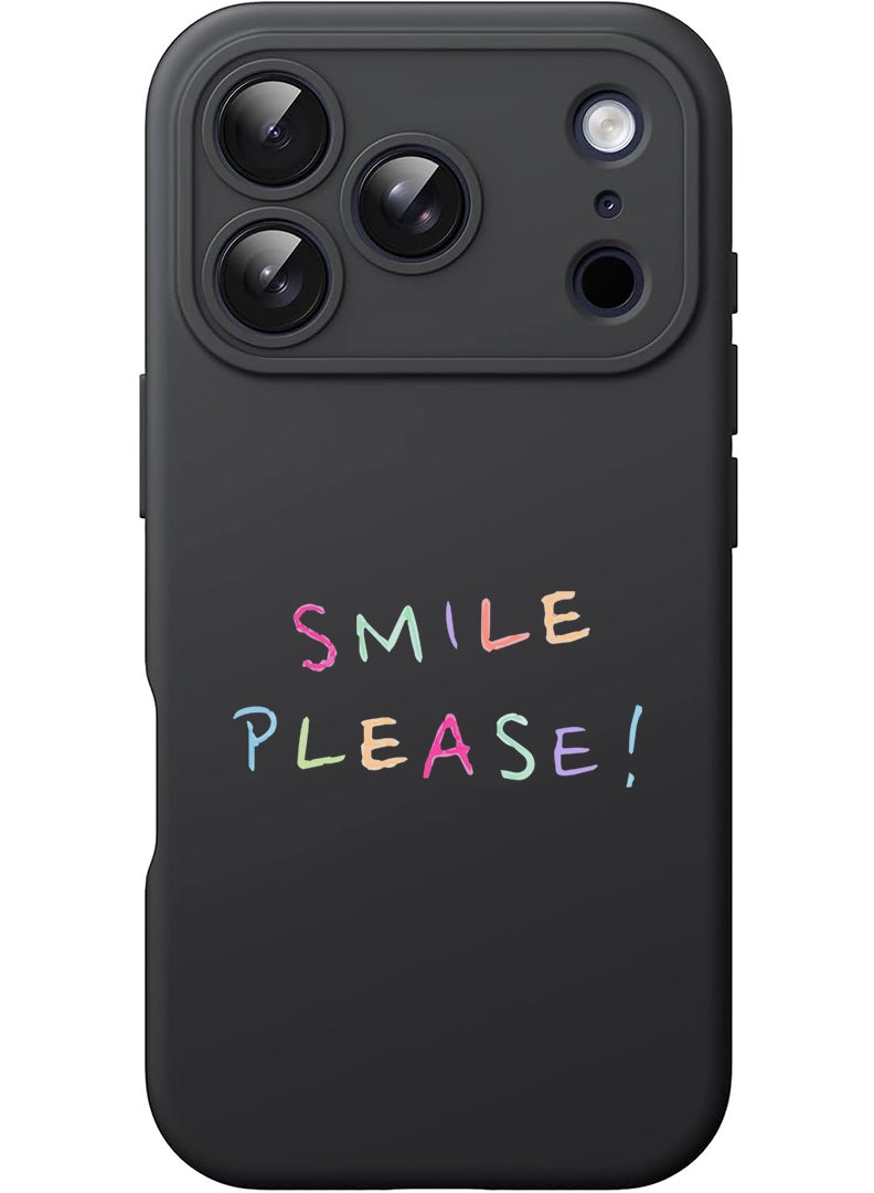 Theodor Protective Slim Fit Case Liquid Silicone Cover with Full Body Protection Anti-Scratch Shockproof Case For Apple iPhone 17 Pro Max (Black) Smile please - Image 1