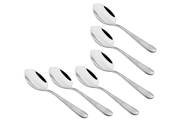 Shapes Hammer Stainless Steel Soup Spoon Set of 6 – Elegant, Durable, and Versatile for Home & Kitchen | Tableware Dining | Easy to Clean, Modern Ergonomically Designed Premium Spoup Spoon - Image 5