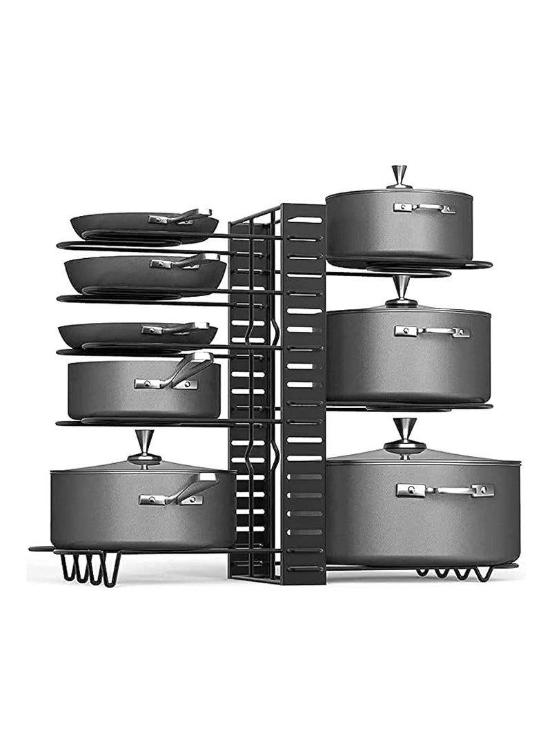 بلومنغ تايم منظم أواني ومقالي بثمانية طبقات، حاملات أغطية أواني قابلة للتعديل ورف للمقالي للمطبخ - Image 1