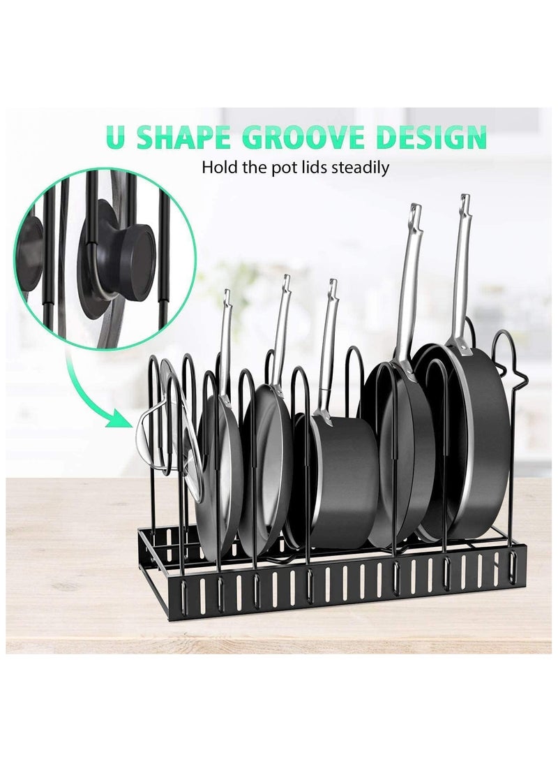 بلومنغ تايم منظم أواني ومقالي بثمانية طبقات، حاملات أغطية أواني قابلة للتعديل ورف للمقالي للمطبخ - Image 2