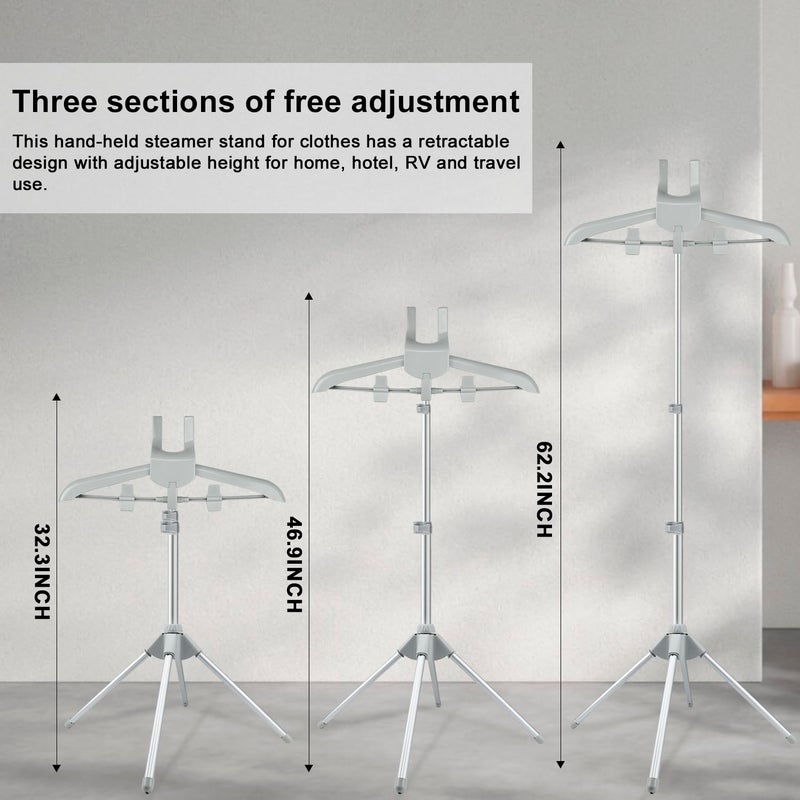 Toutoulee Foldable Garment Steamer Hanger Stand with Ironing Gloves, Adjustable Steamer Rack Included Lint Remover Storage Bag 2 Clips for Suits Shirts Coats Portable Travel Home Use - Image 3