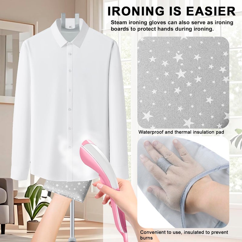 Toutoulee Foldable Garment Steamer Hanger Stand with Ironing Gloves, Adjustable Steamer Rack Included Lint Remover Storage Bag 2 Clips for Suits Shirts Coats Portable Travel Home Use - Image 5