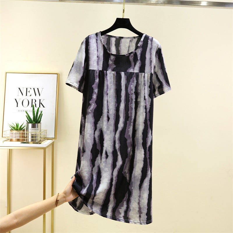 Cotton Silk dress Womens Summer 2025 New Thin Floral Skirt Kneading Artificial Cotton Silk Slim-fit French Short-sleeved Skirt Suit 9  - Image 1