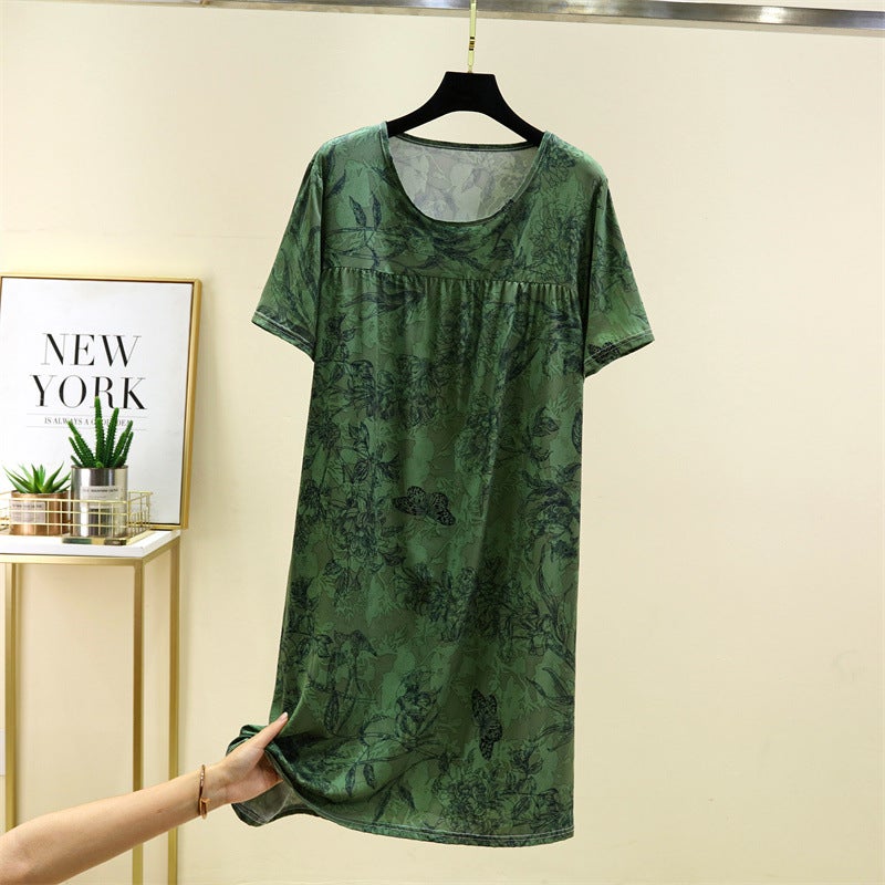 Cotton Silk dress Womens Summer 2025 New Thin Floral Skirt Kneading Artificial Cotton Silk Slim-fit French Short-sleeved Skirt Suit 9  - Image 4