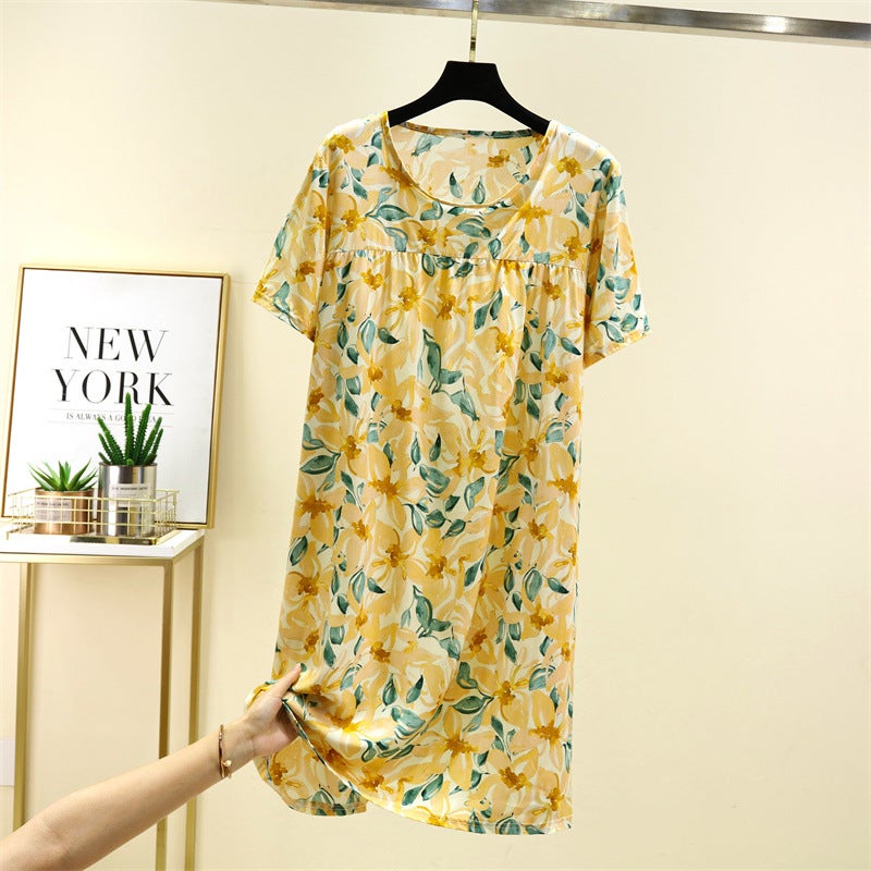 Cotton Silk dress Womens Summer 2025 New Thin Floral Skirt Kneading Artificial Cotton Silk Slim-fit French Short-sleeved Skirt Suit 9  - Image 3