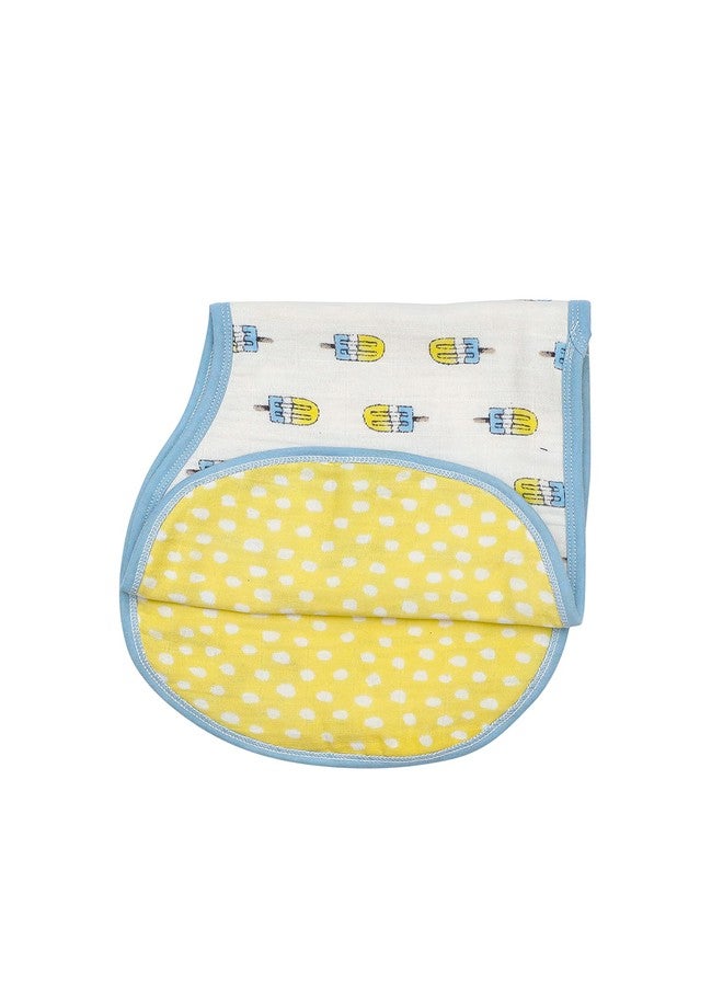 THEONI Organic Muslin 3 Layers Burpy Bib for Newborn Baby(Set of 2) - Popsicle Fun Blue - Image 3
