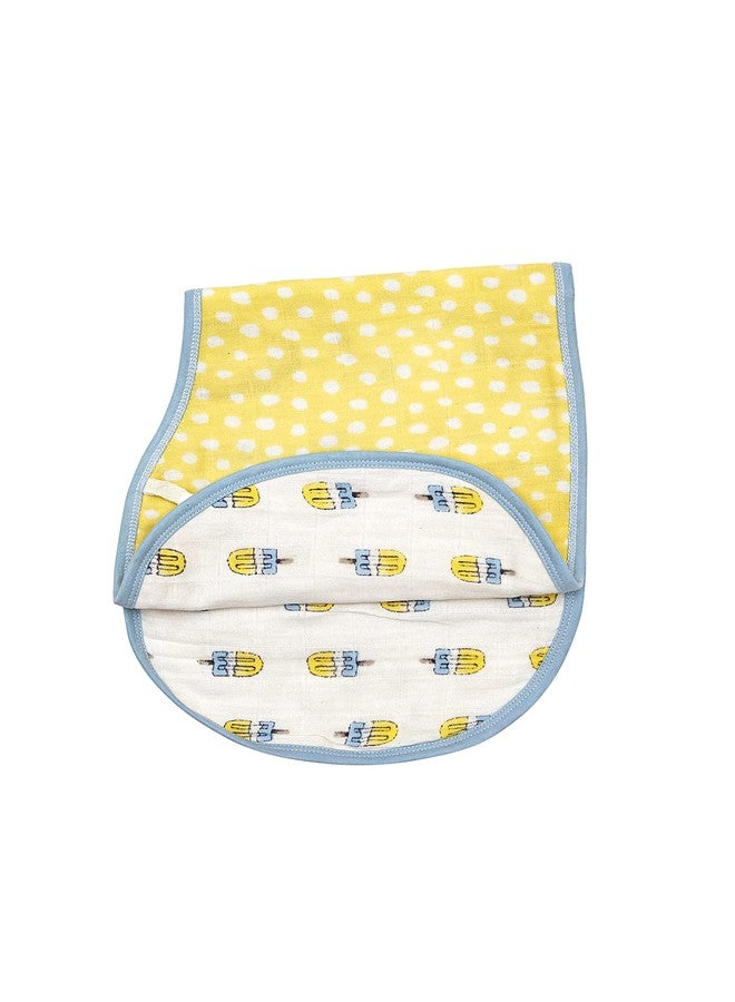 THEONI Organic Muslin 3 Layers Burpy Bib for Newborn Baby(Set of 2) - Popsicle Fun Blue - Image 4