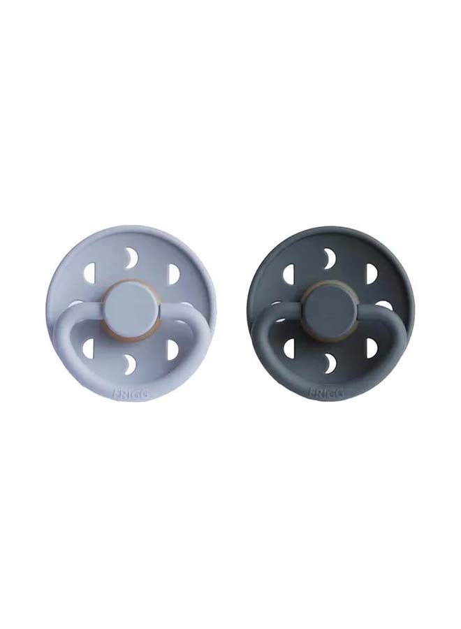 FRIGG Moon Phase Latex Baby Pacifier 0-6M 2-Pack Powder Blue/Slate - Size 1 - Image 1