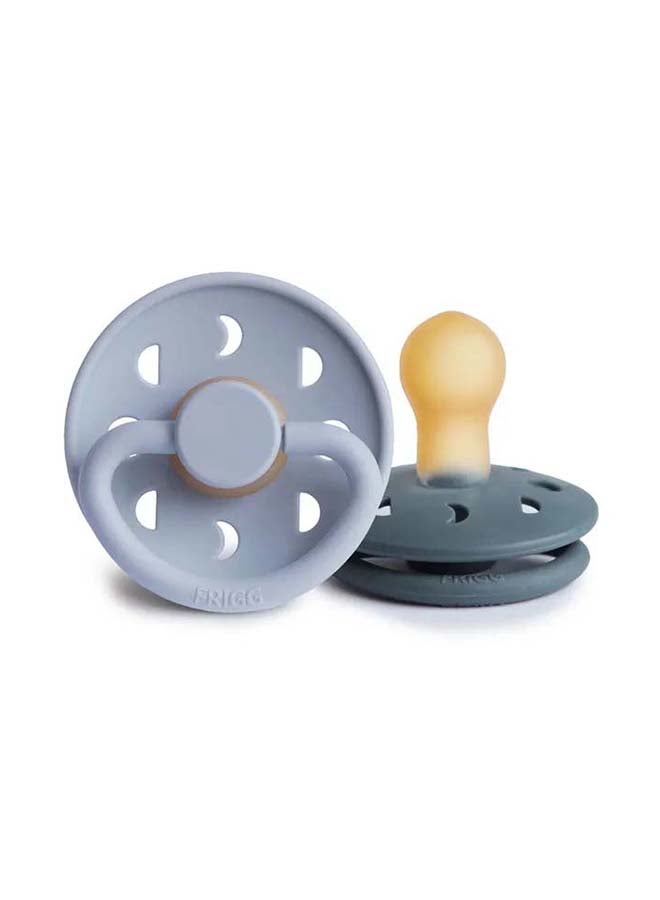 FRIGG Moon Phase Latex Baby Pacifier 0-6M 2-Pack Powder Blue/Slate - Size 1 - Image 2