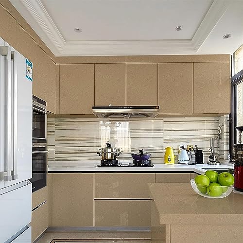 ELTON High Gloss Glitter Self Adhesive Solid Wallpaper for Wall Countertop Almirah Kitchen Tabletop Cabinet Shelf Drawer Contact Paper Removable Vinyl Film (Light Gold, 16 X 48 Inch) - Image 3