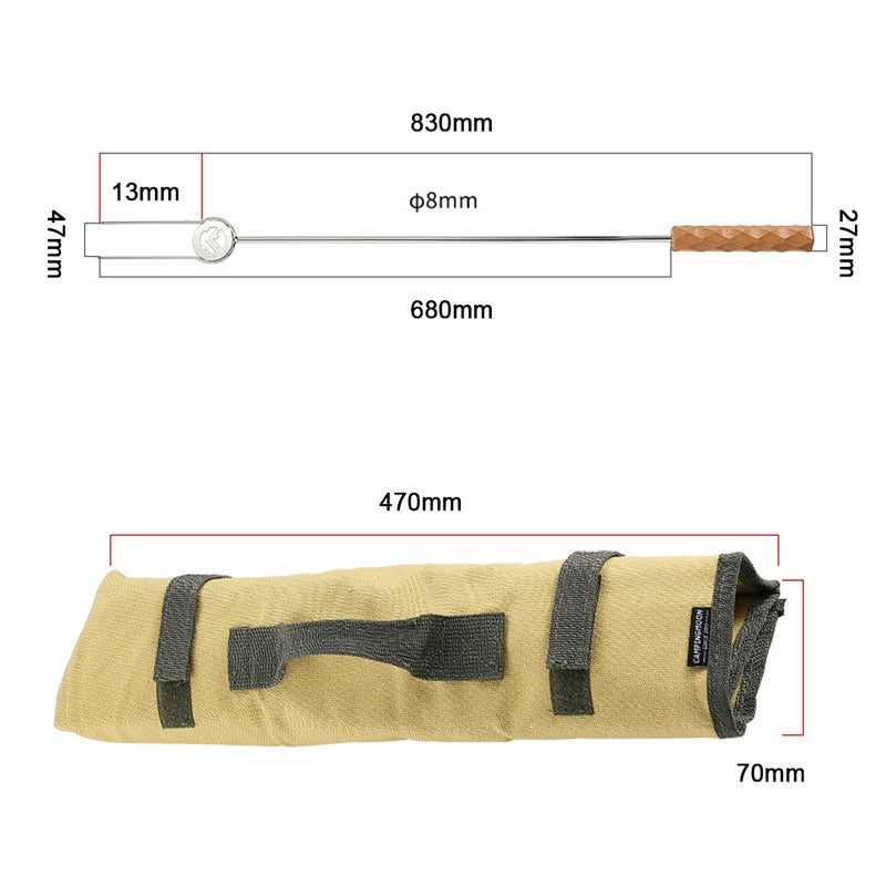 Roasting Forks With Storage Bag Outdoor Camping Picnic BBQ Skewers Beech Handle Scaldproof Heat Insulation Barbecue Food Forks Set - Image 2