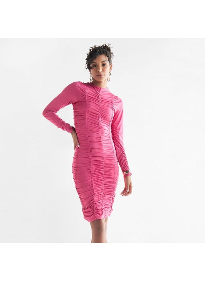 FAV Ruched Detail Bodycon Dress with Long Sleeves  - Image 1