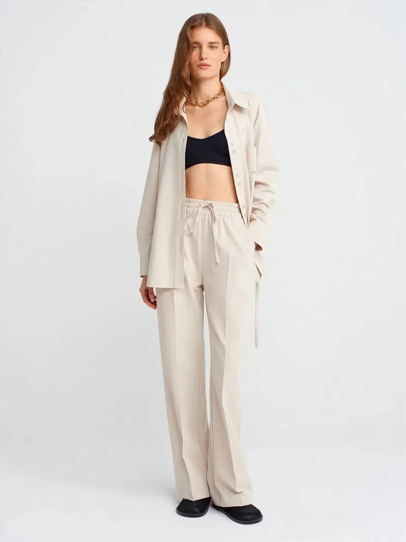 ديلفين Dilvin Wide-Leg Jersey Trousers