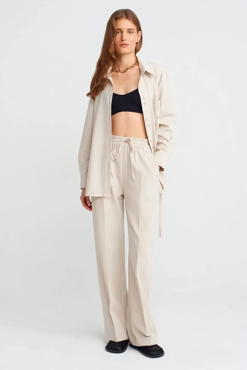 DILVIN Wide-Leg Jersey Trousers