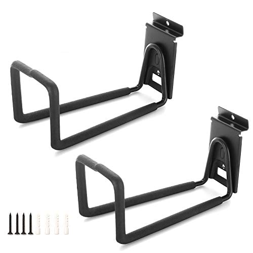 HOSKO Slatwall Hose Hooks, Heavy Duty Garage Storage Utility Tool Double Holder Bike Hanger Organizer for Bicycle Ladder and Folding Chairs (2 Pack, Black) - Image 1