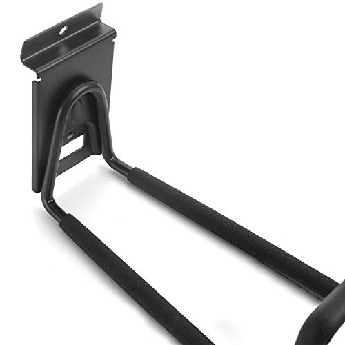 HOSKO Slatwall Hose Hooks, Heavy Duty Garage Storage Utility Tool Double Holder Bike Hanger Organizer for Bicycle Ladder and Folding Chairs (2 Pack, Black) - Image 5