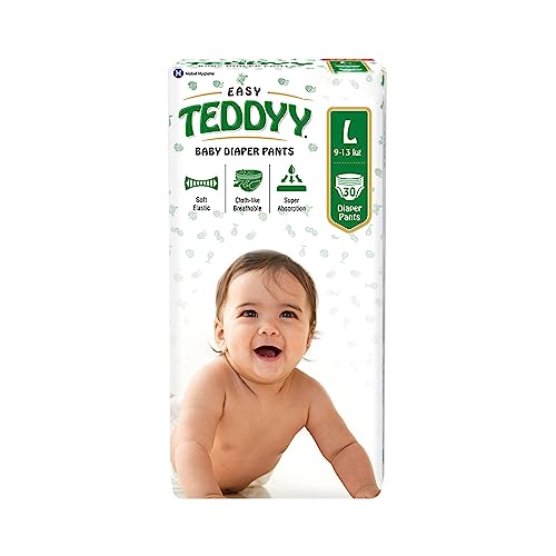TEDDYY Easy Baby L Size Diaper Pant Style | 30 Count (Large) | 9–14 kg (Pack of 1) | Long Protection Hours | Anti-Bacterial | Airy Breathable Fit | Rapid Soaker Channels with Wetness Indicator - Image 1
